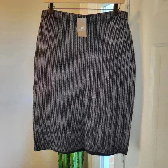 NWT J. JILL Wool Blend‎ Knitted Cozy Knee Length Blue Skirt, Size S - Picture 1 of 8